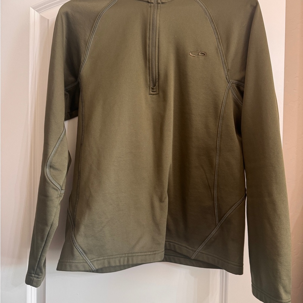 Champion Men's Olive 1/4 Zip, Fleece Lined. Size small